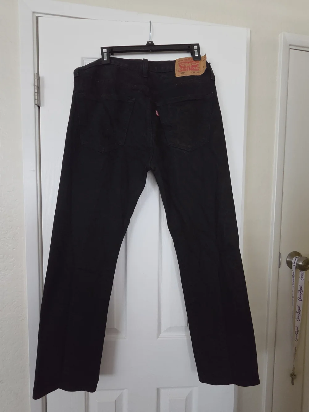 Levi's 501 Black Men's Straight Jeans with Tan Leather Patch